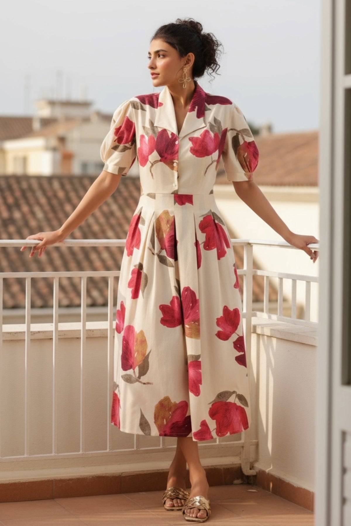 Crimson Magnolia Cotton Flex Dress