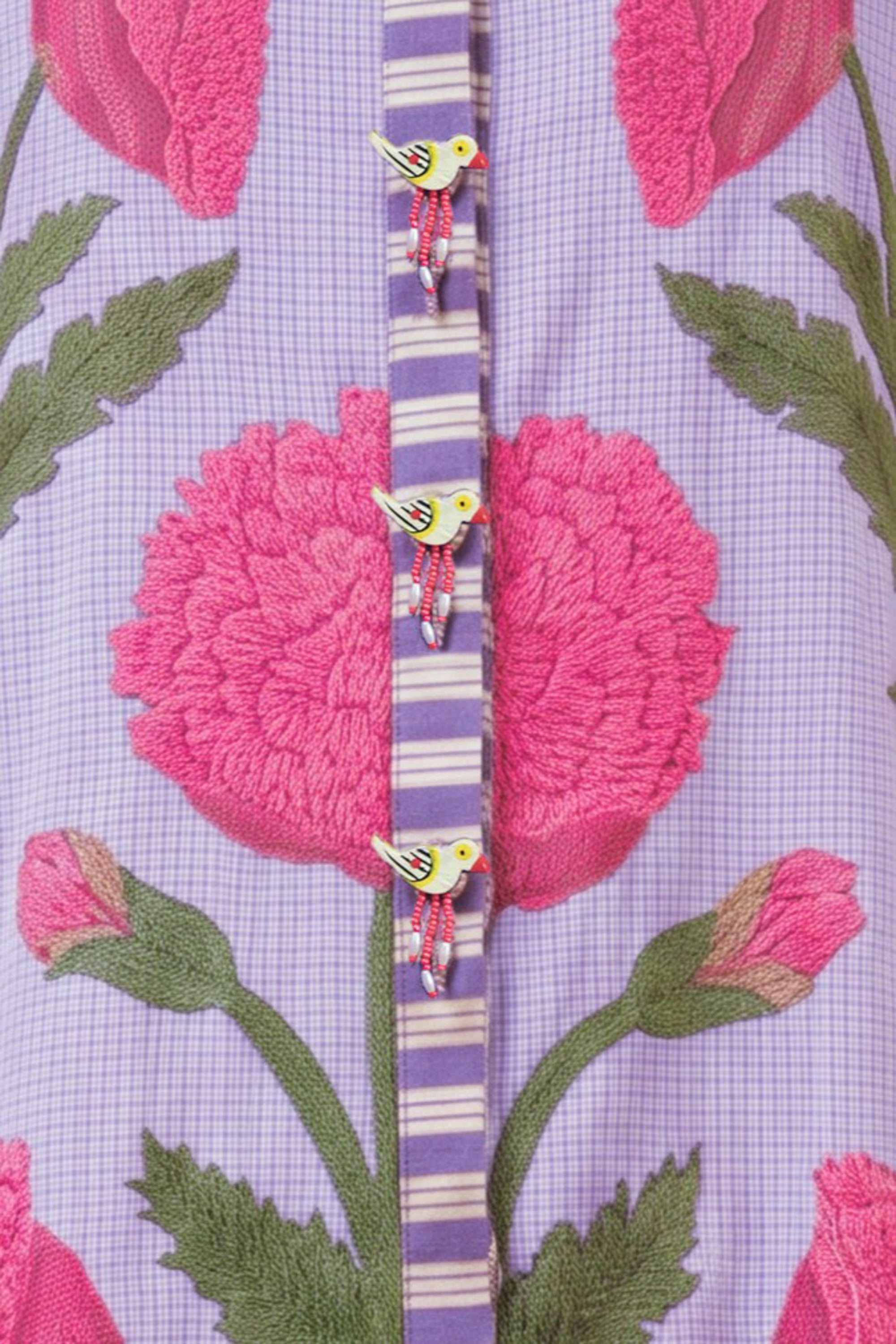 Multicolour Floral Printed Straight Cotton Kurta with Matching Striped Pant