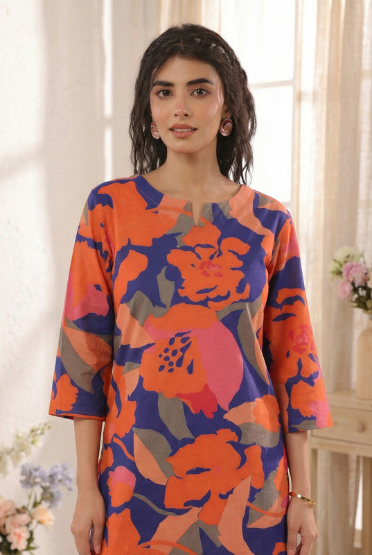 Multicolor Abstract Floral Printed Cotton Co-ord Set
