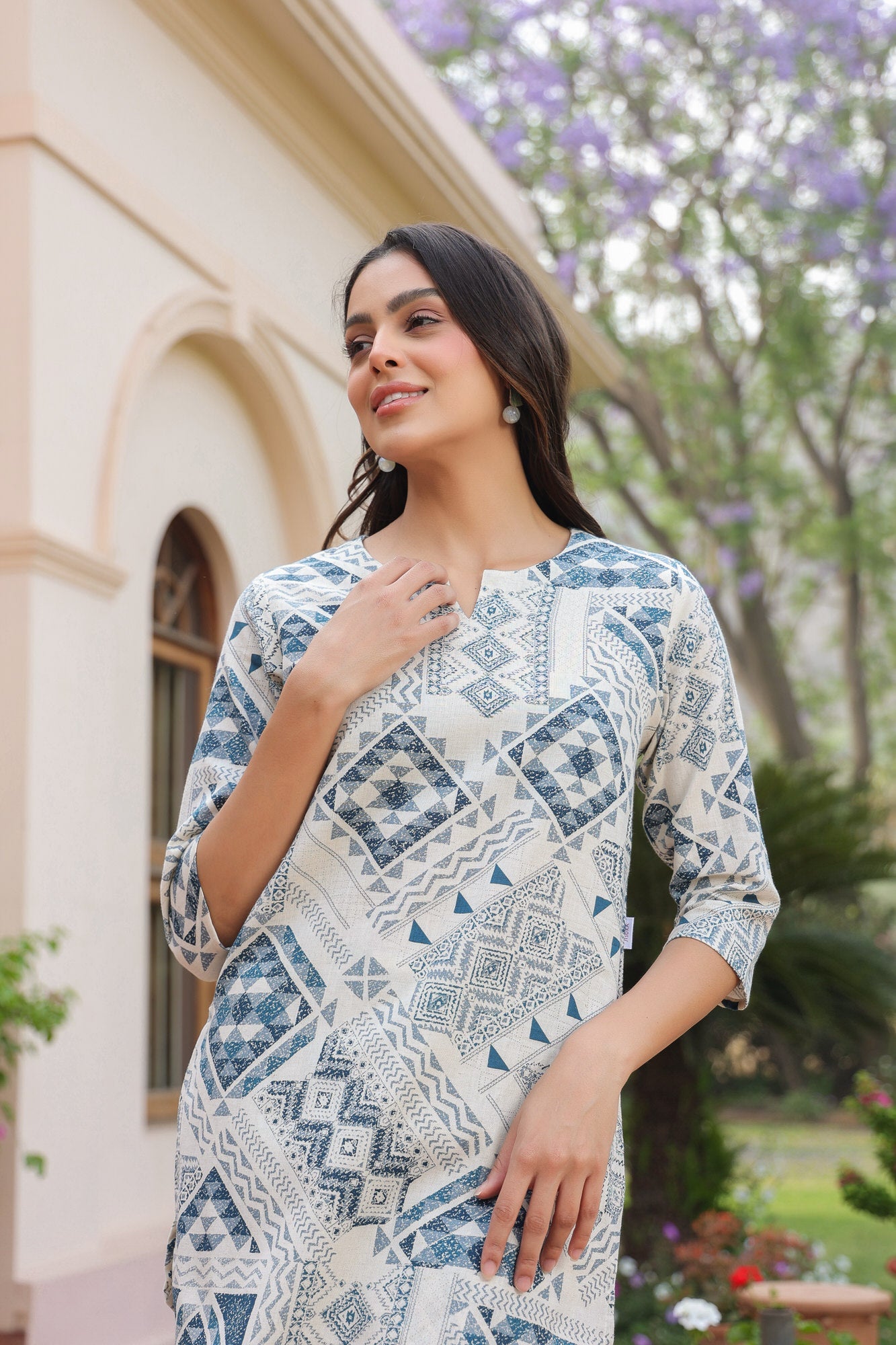 Pastel Puzzle Cotton Flex Palazzo Loungewear Set