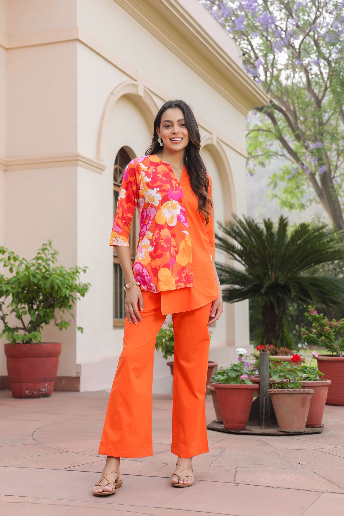 Citrus Chic Color Blocking Cotton Co-ord Set
