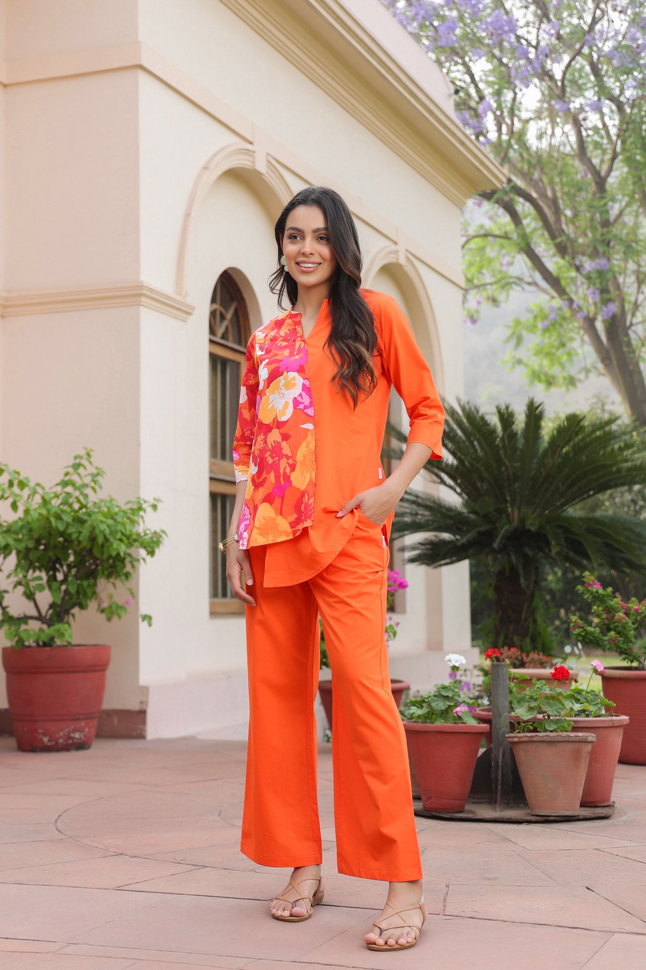 Citrus Chic Color Blocking Cotton Co-ord Set