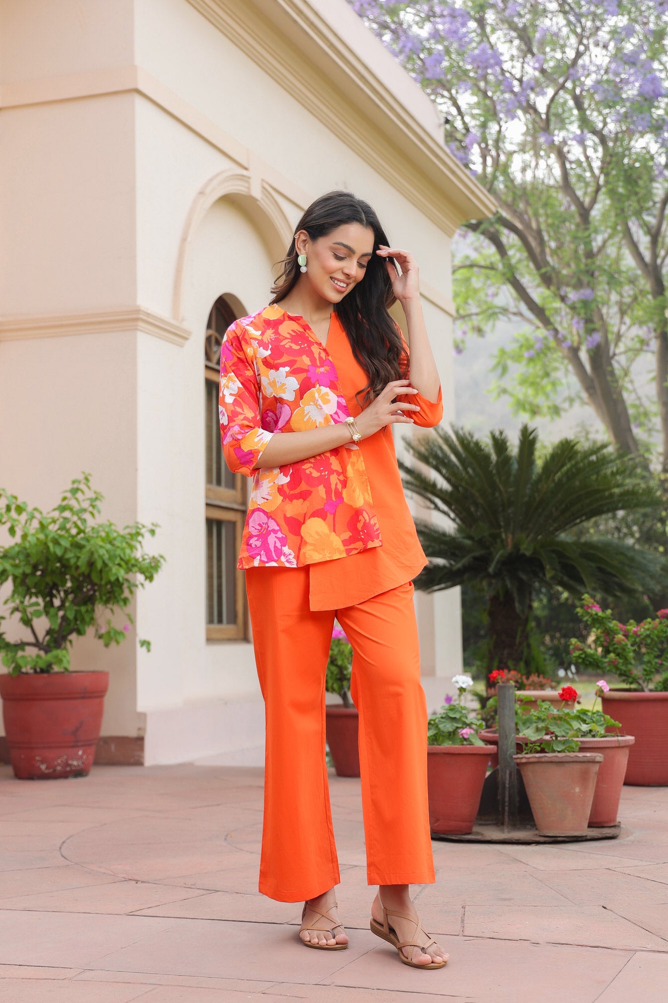 Citrus Chic Color Blocking Cotton Co-ord Set