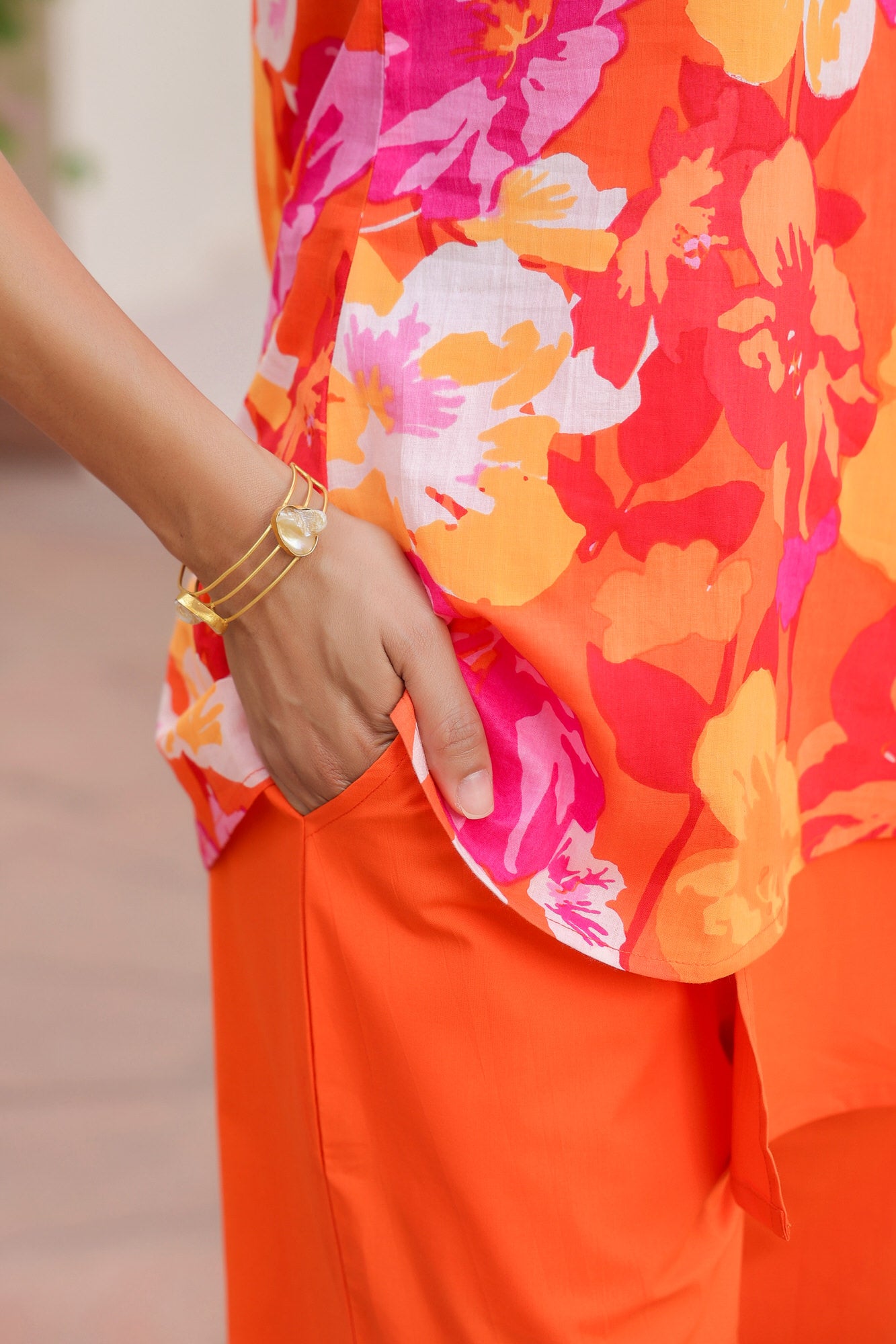 Citrus Chic Color Blocking Cotton Co-ord Set