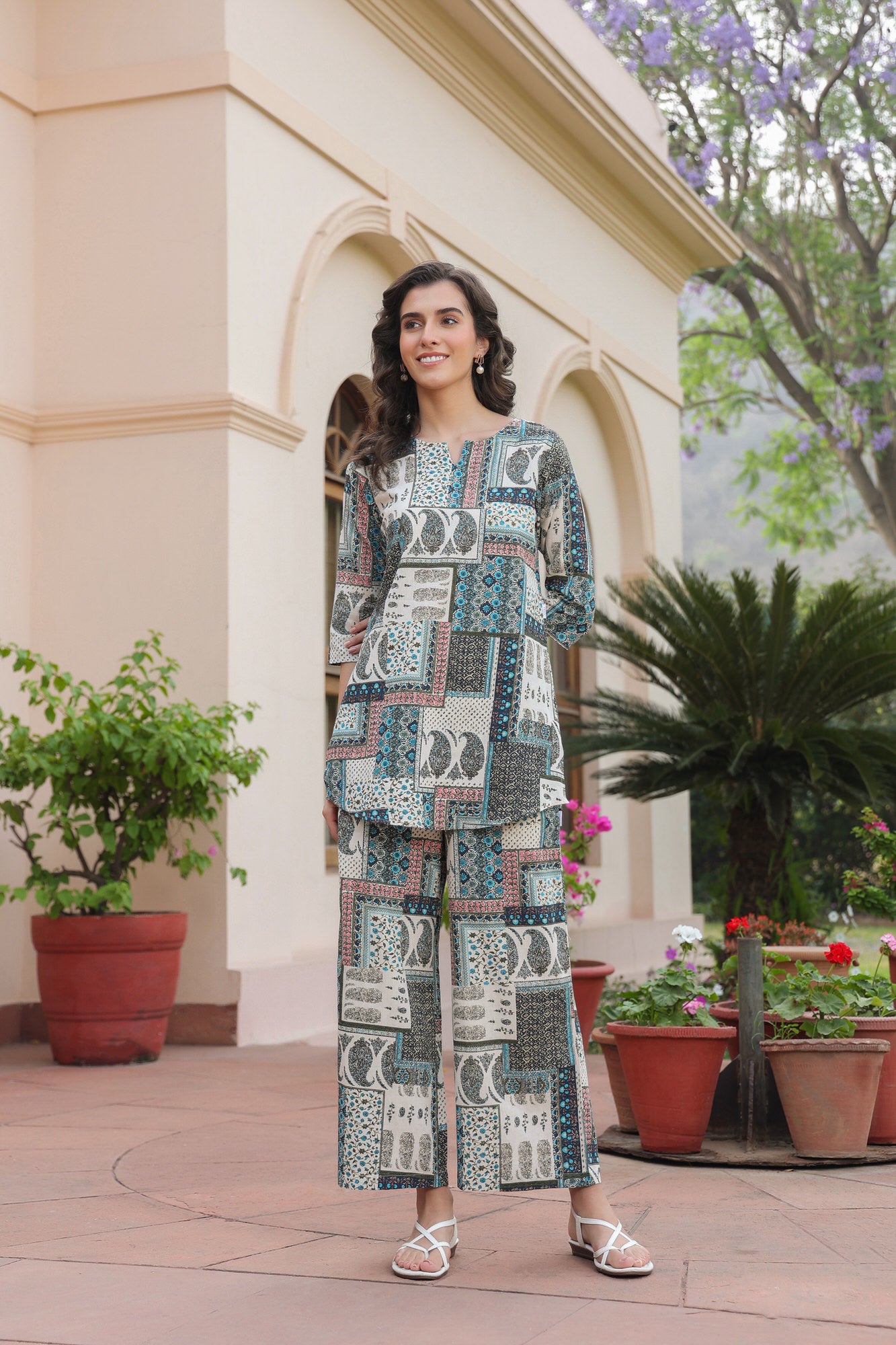 Miniature Metropolis Cotton Flex Palazzo Loungewear Set