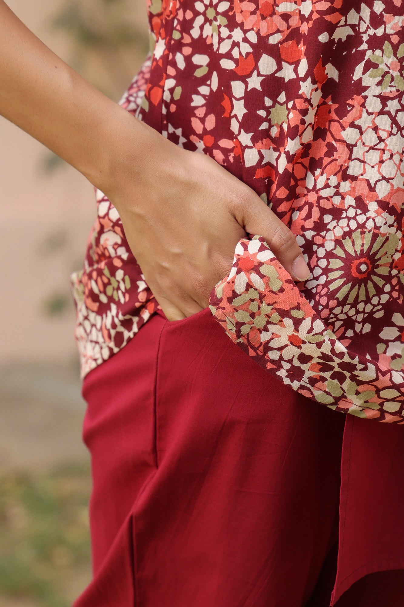 Duet in Carmine Cotton Co-ord Set