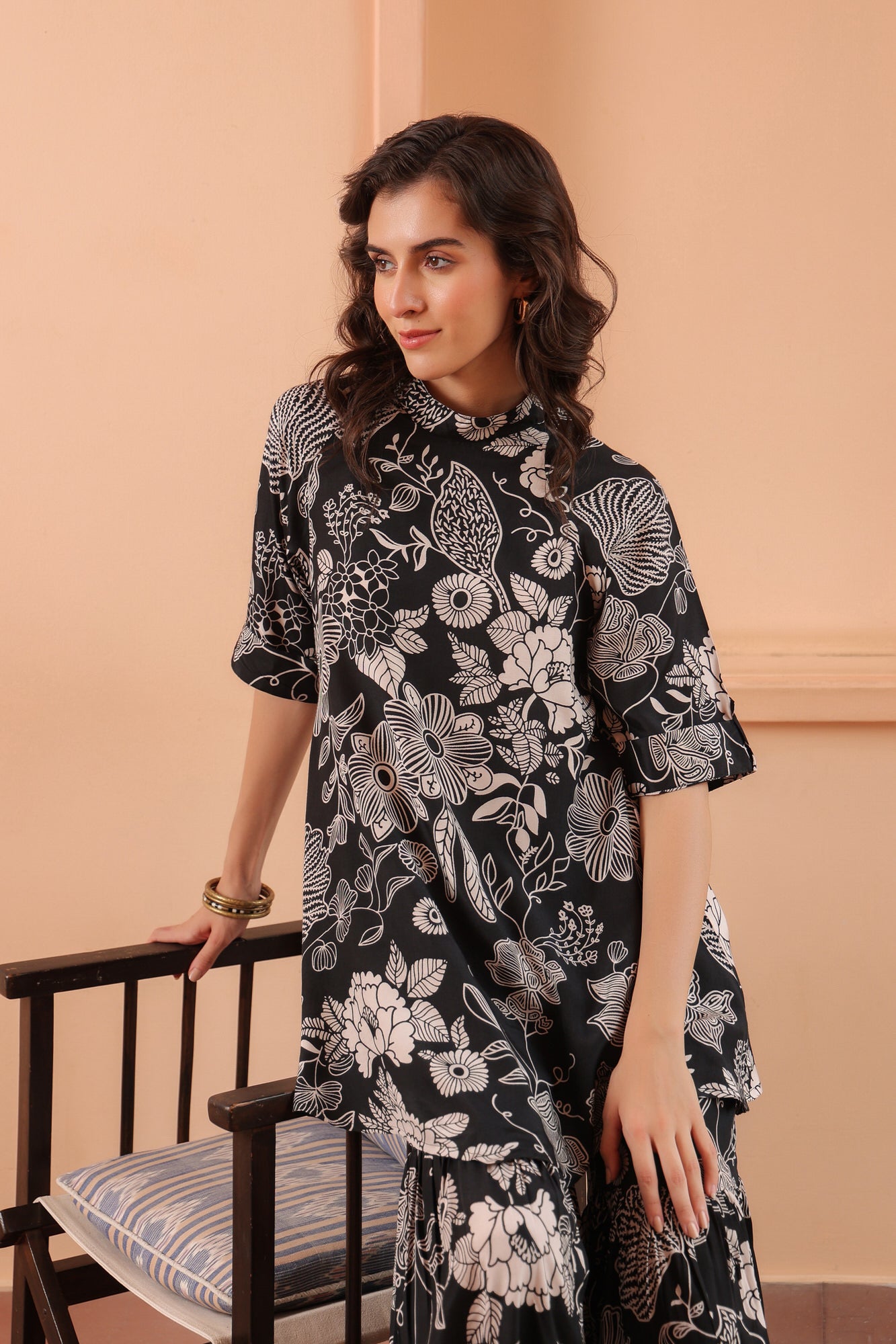 Inkblot Iris Sharara Russian Silk Co-ord Set