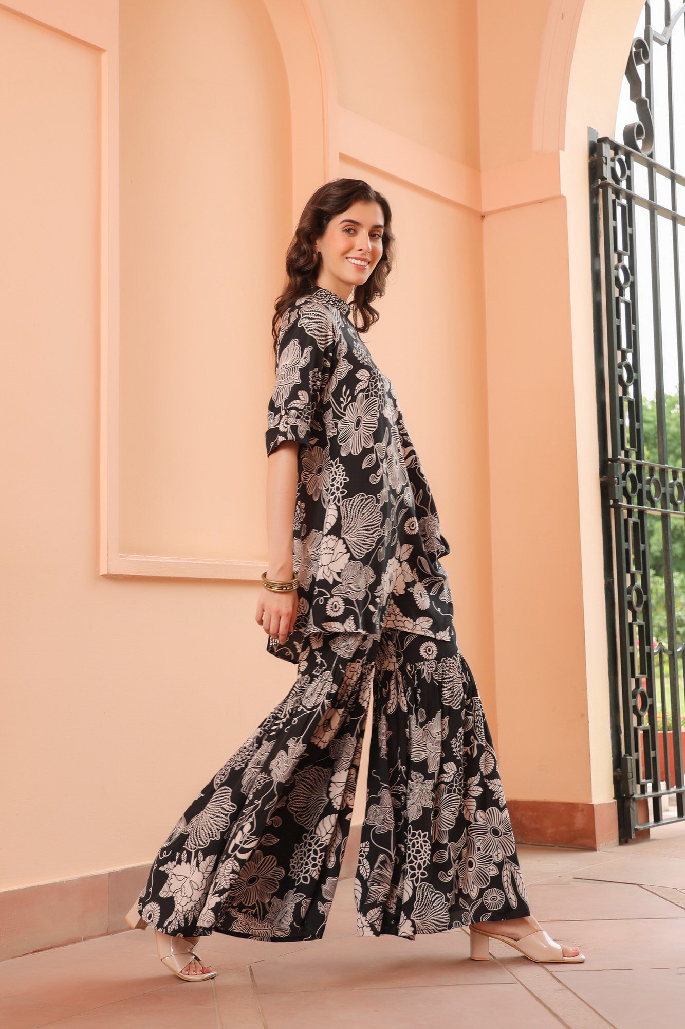 Inkblot Iris Sharara Russian Silk Co-ord Set