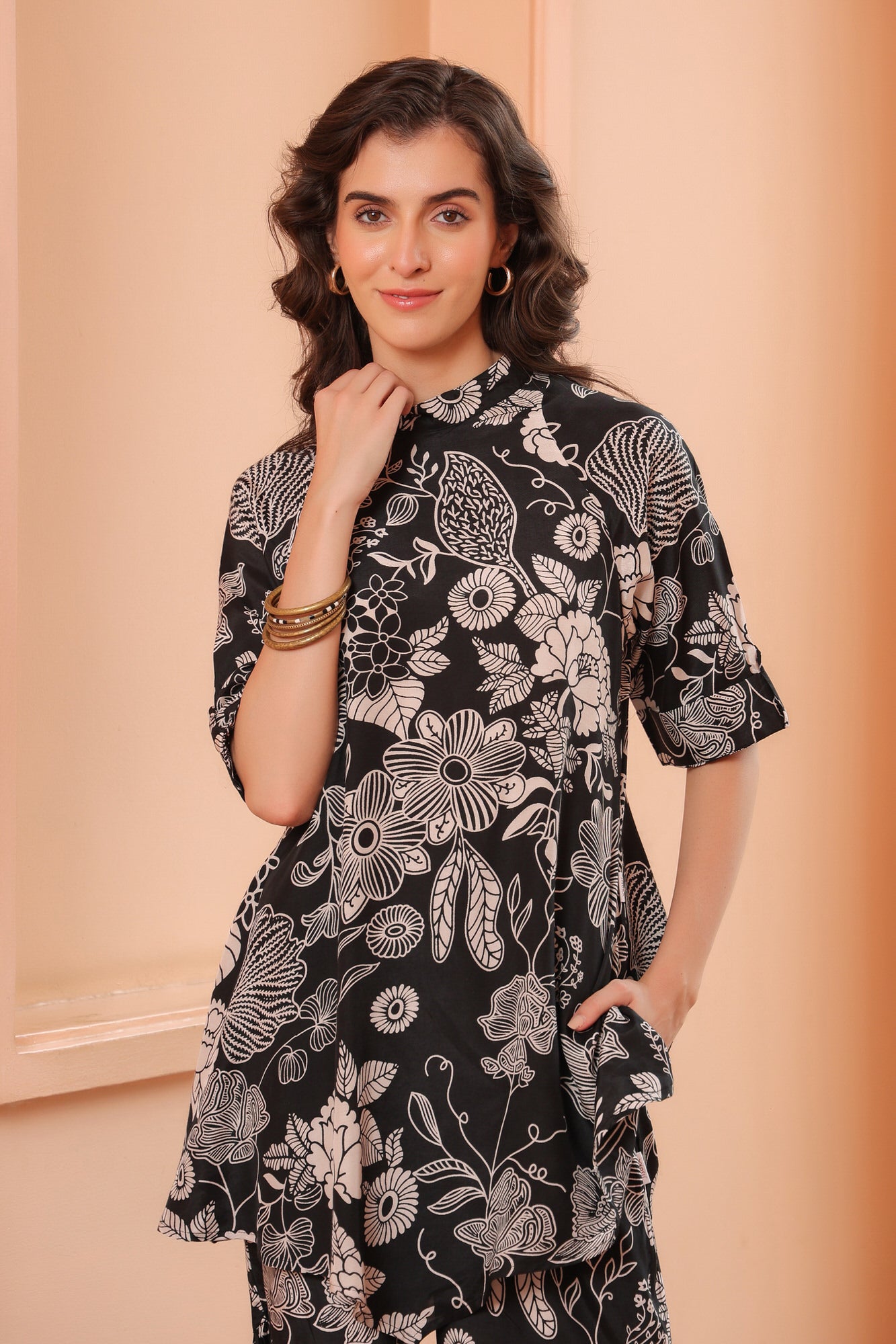 Inkblot Iris Sharara Russian Silk Co-ord Set