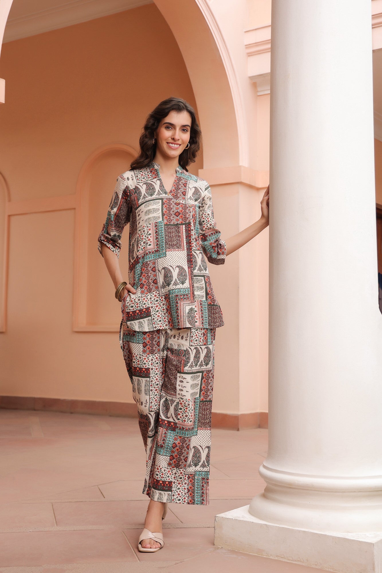 Patchwork Punk Cotton Flex Co-ord Set