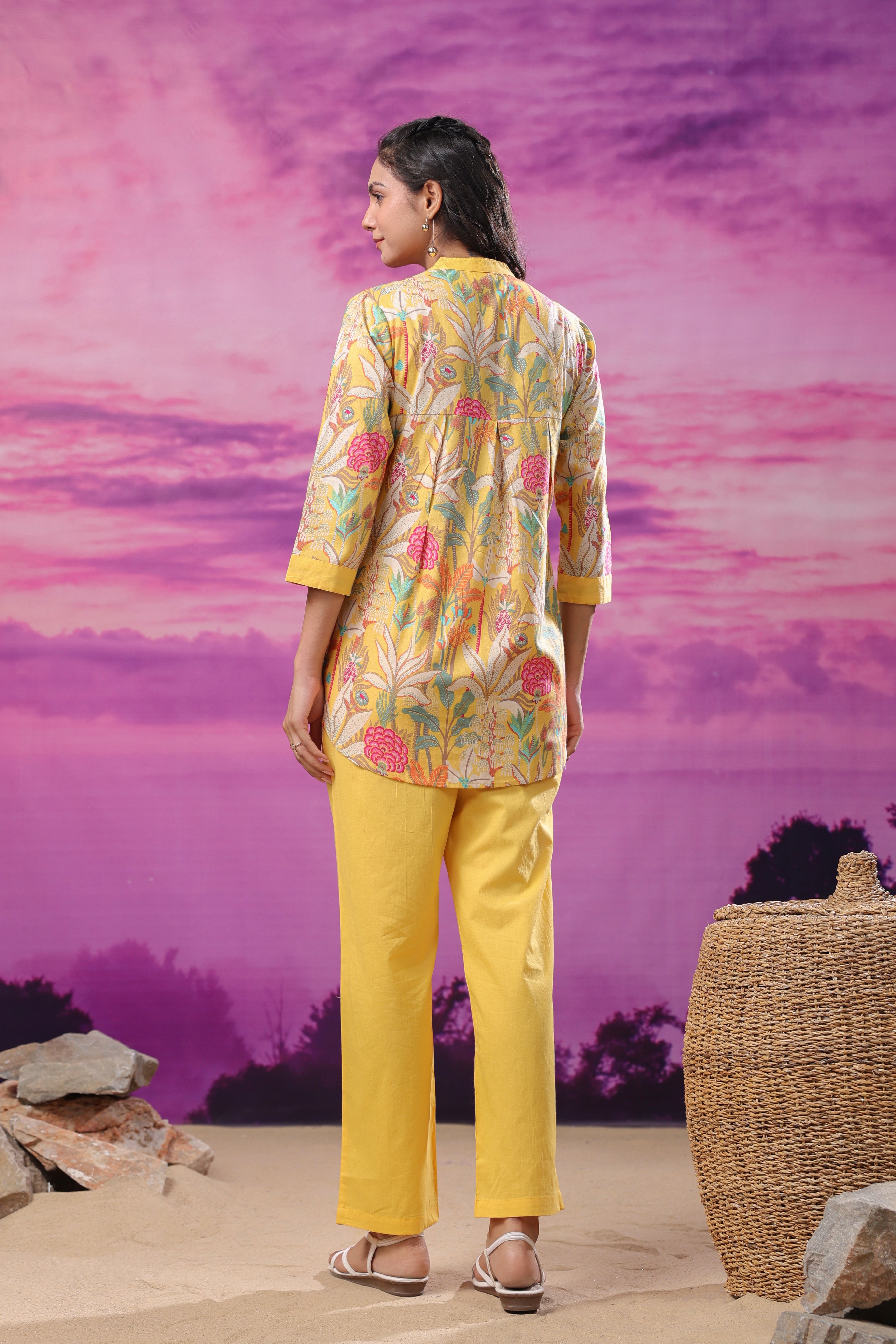 Elysian Bloom Yellow Cotton Co-ord Set