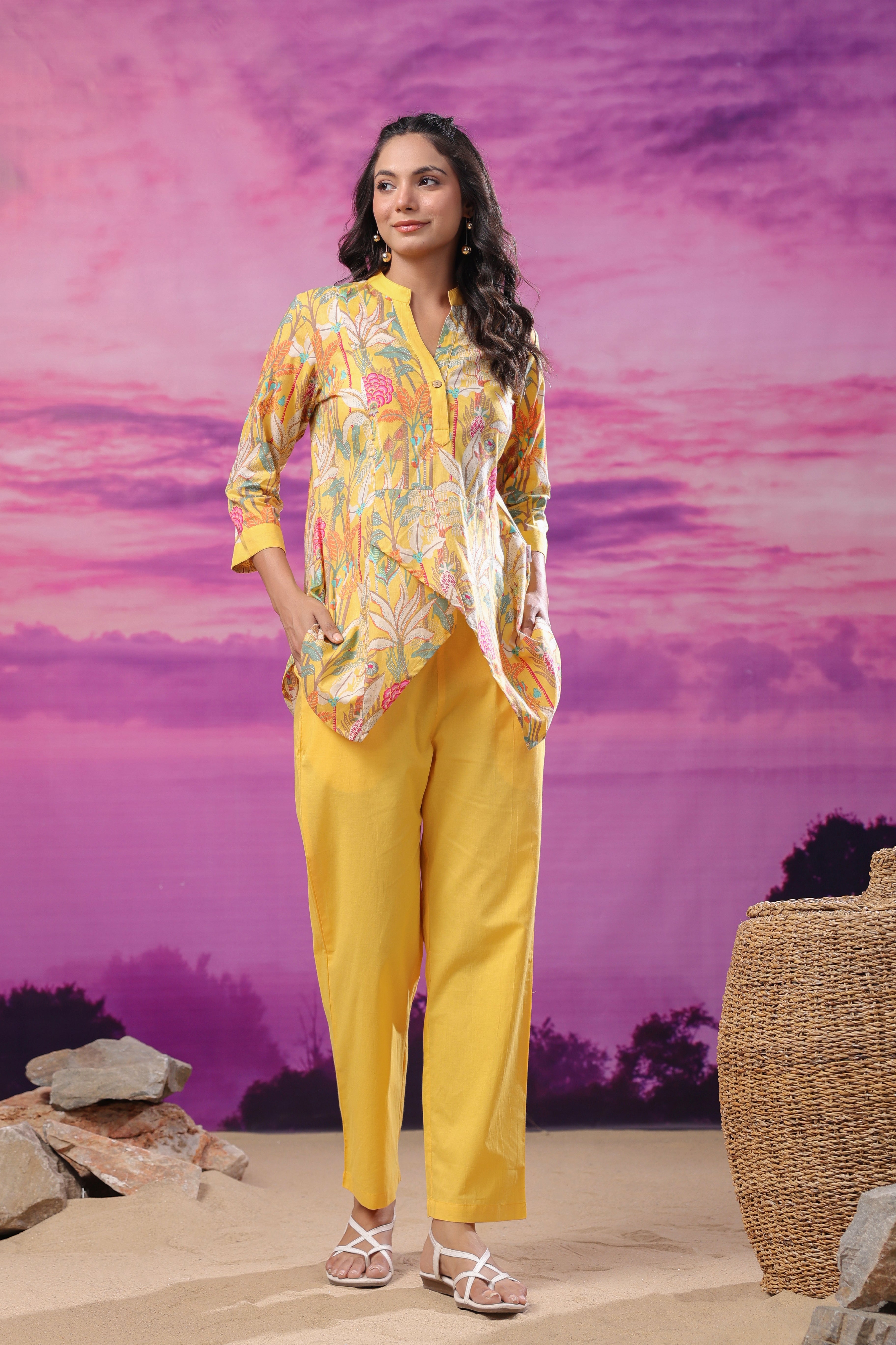 Elysian Bloom Yellow Cotton Co-ord Set