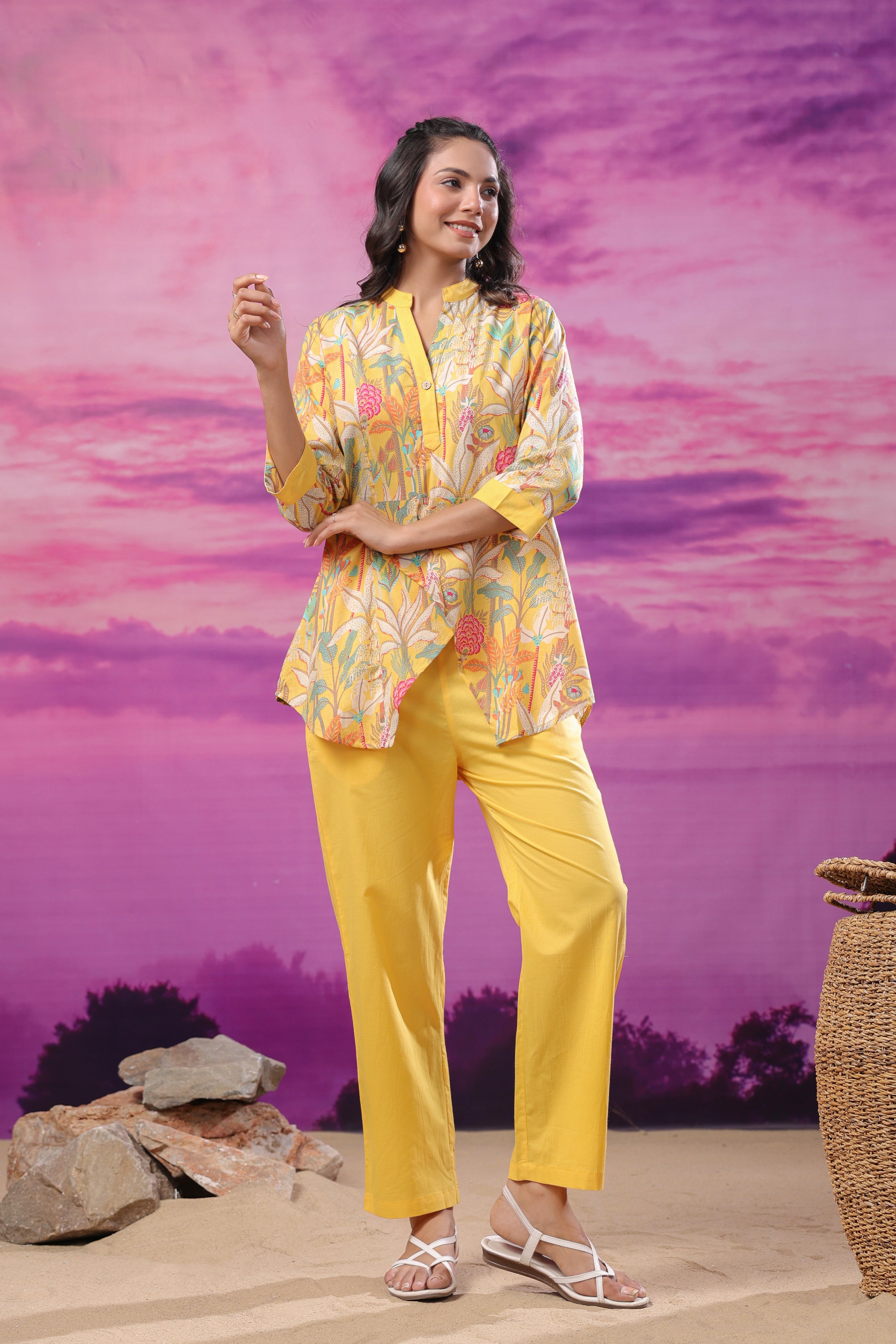 Elysian Bloom Yellow Cotton Co-ord Set