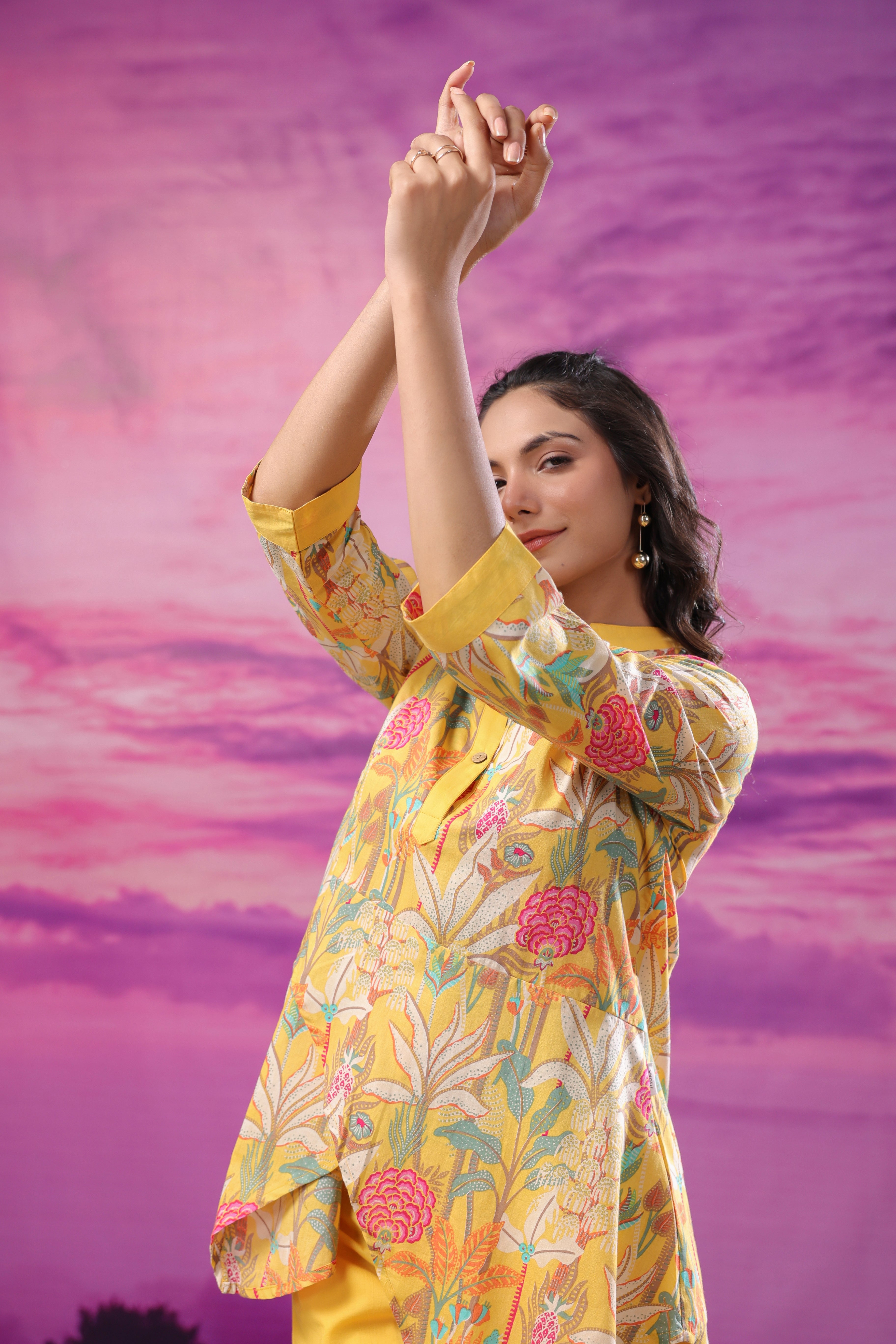 Elysian Bloom Yellow Cotton Co-ord Set