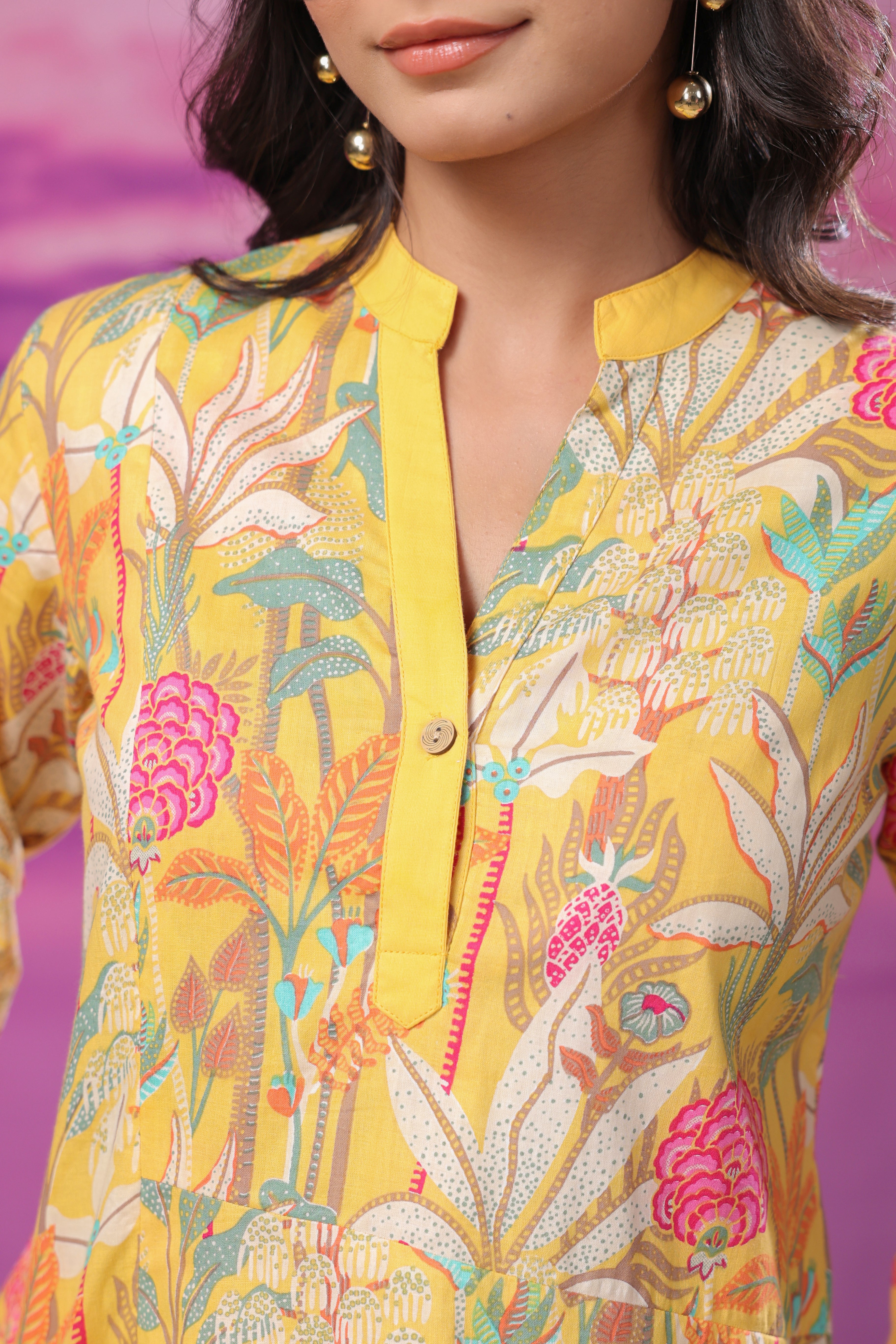 Elysian Bloom Yellow Cotton Co-ord Set