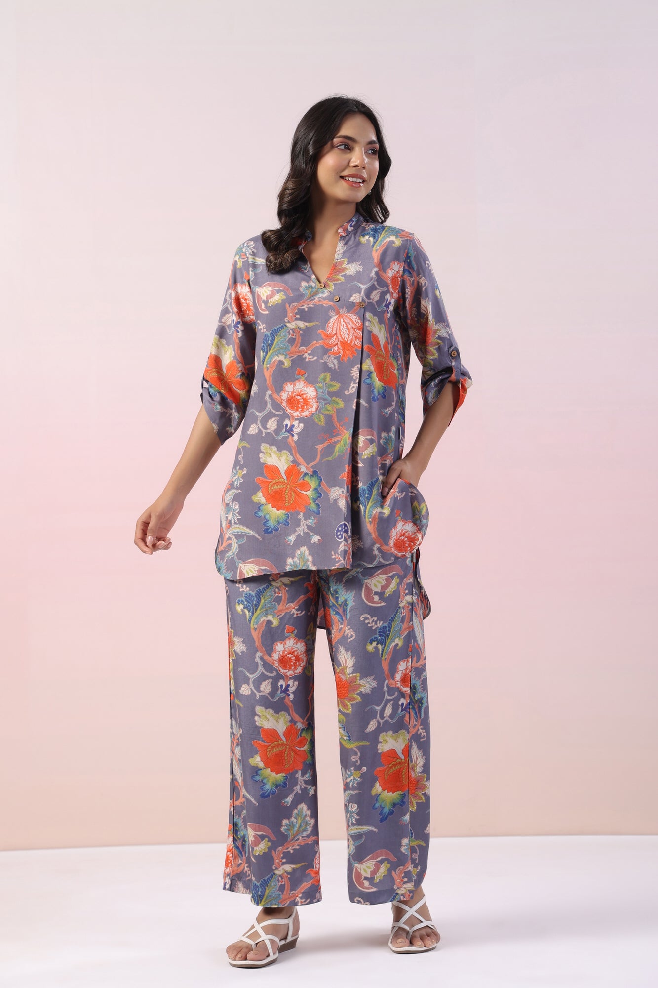 Odoko Floral Russian Silk Co-ord Set