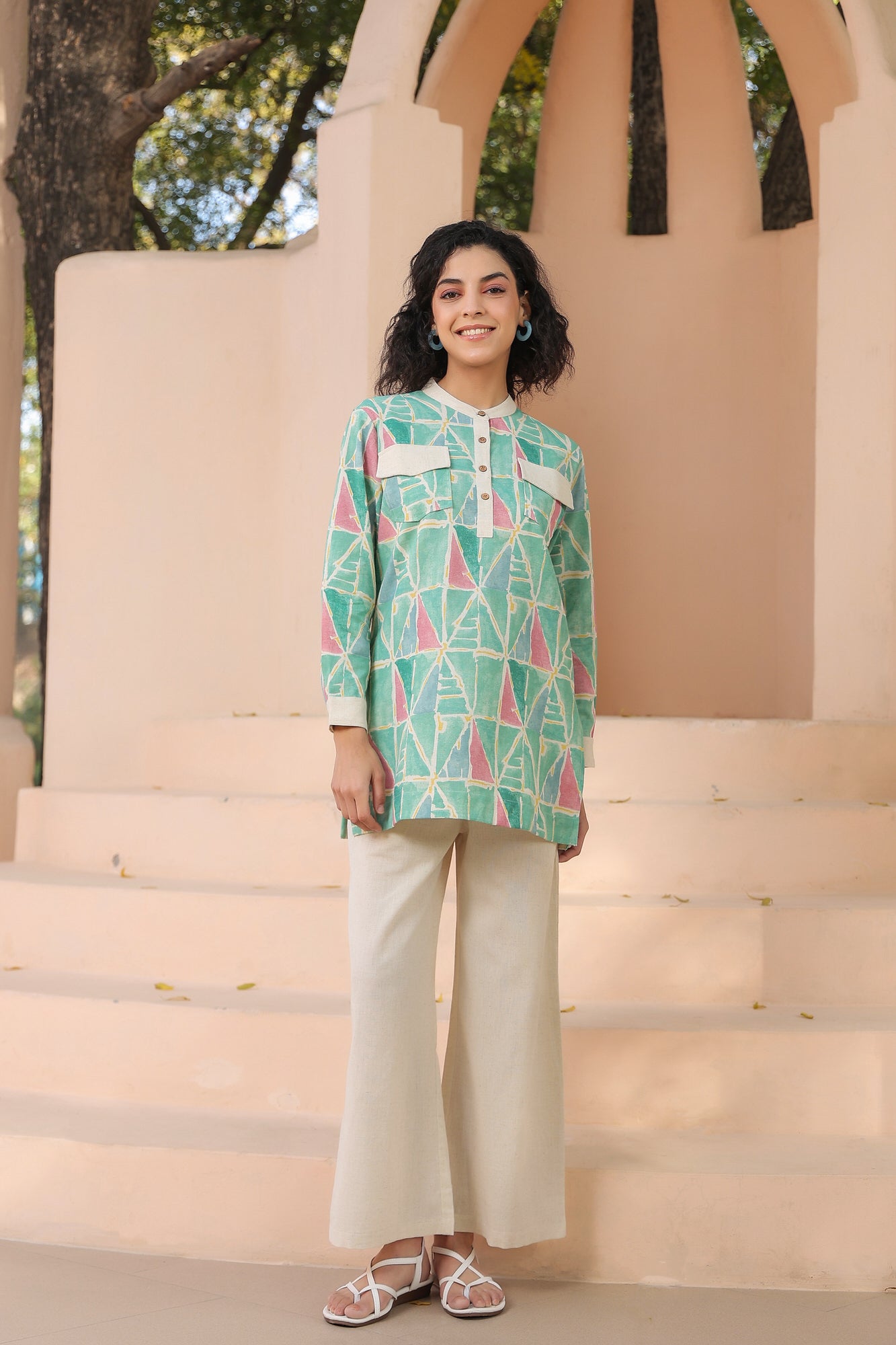 Saunter Geometric Cotton Flex Co-ord Set