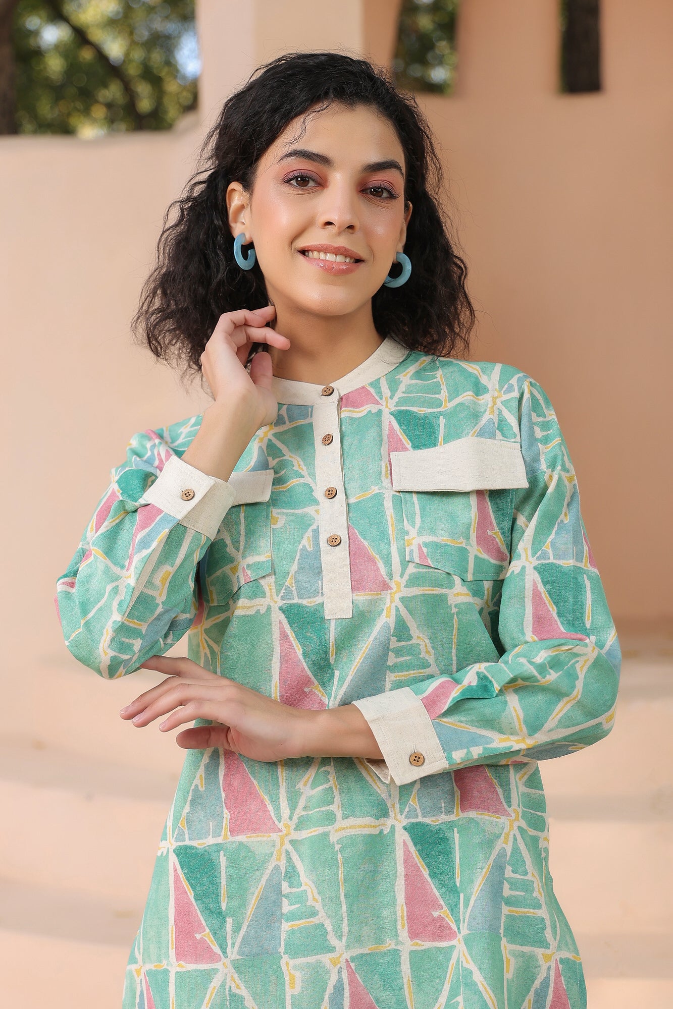 Saunter Geometric Cotton Flex Co-ord  Set
