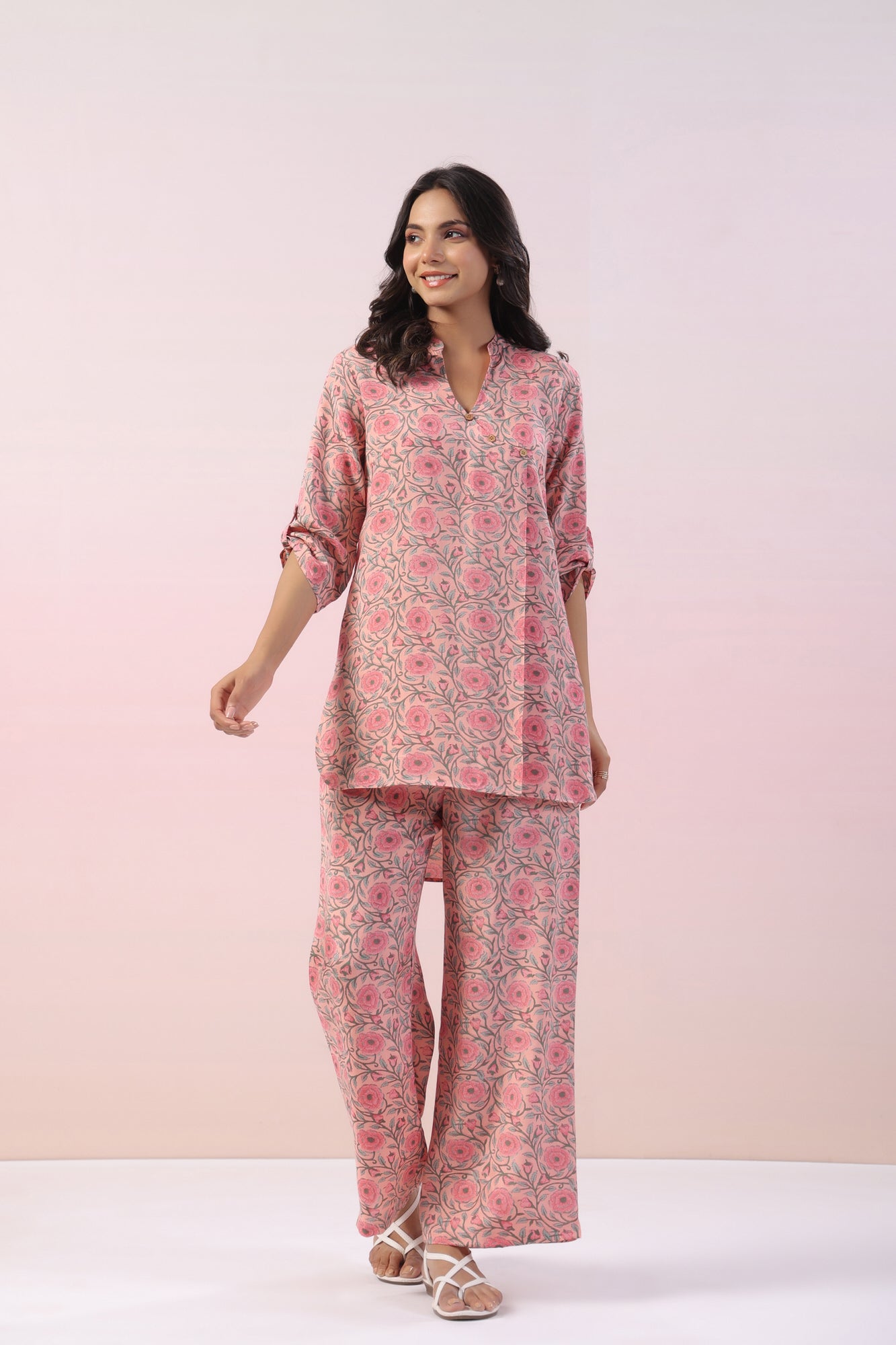 Juni Jaal Floral Russian Silk Co-ord Set