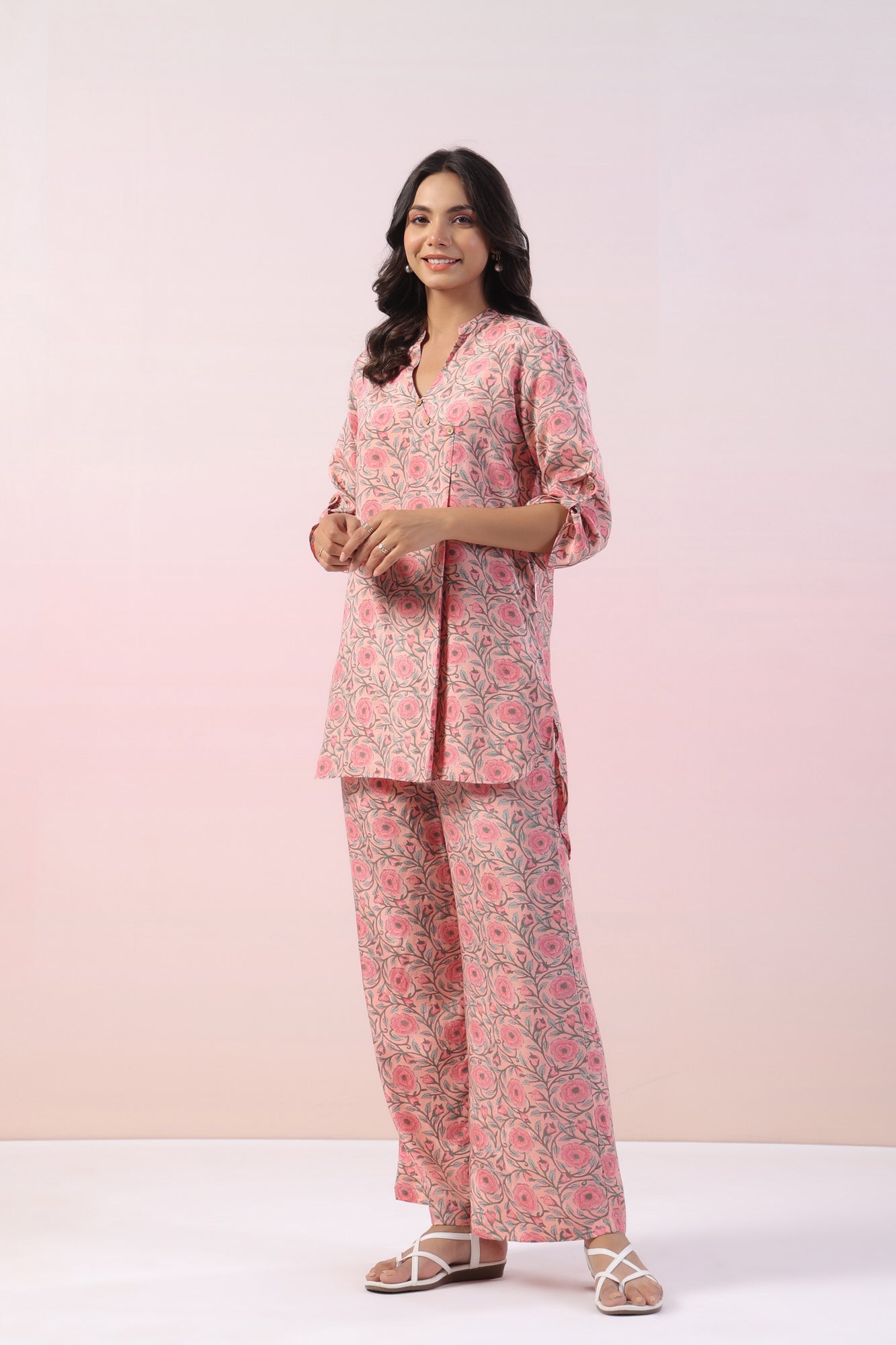 Juni Jaal Floral Russian Silk Co-ord Set