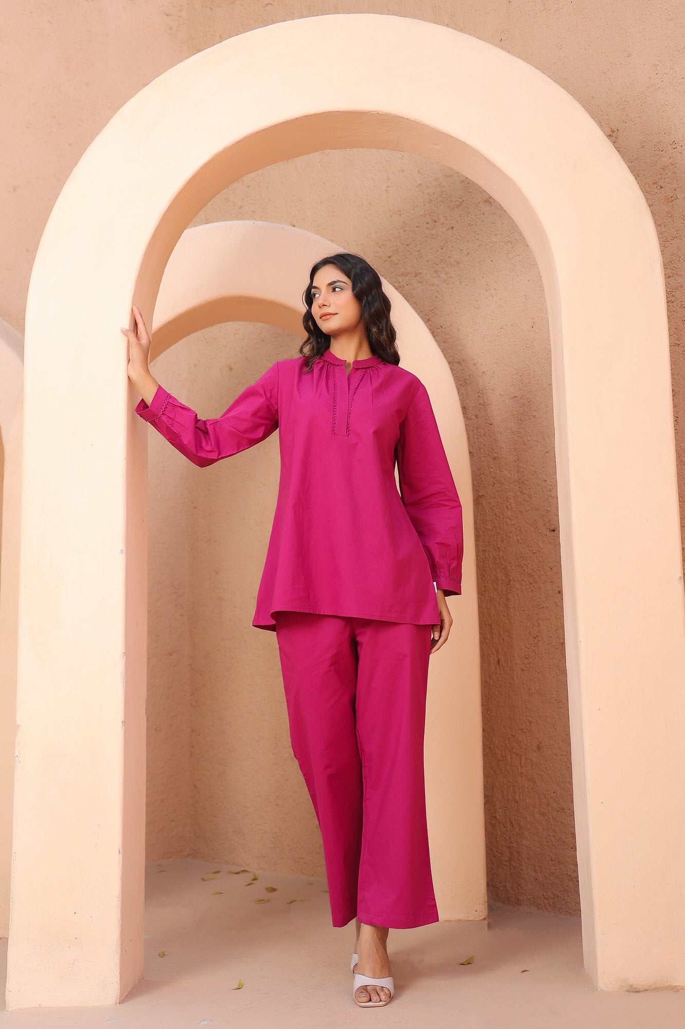 Magenta Pink Cotton Co-ord Set