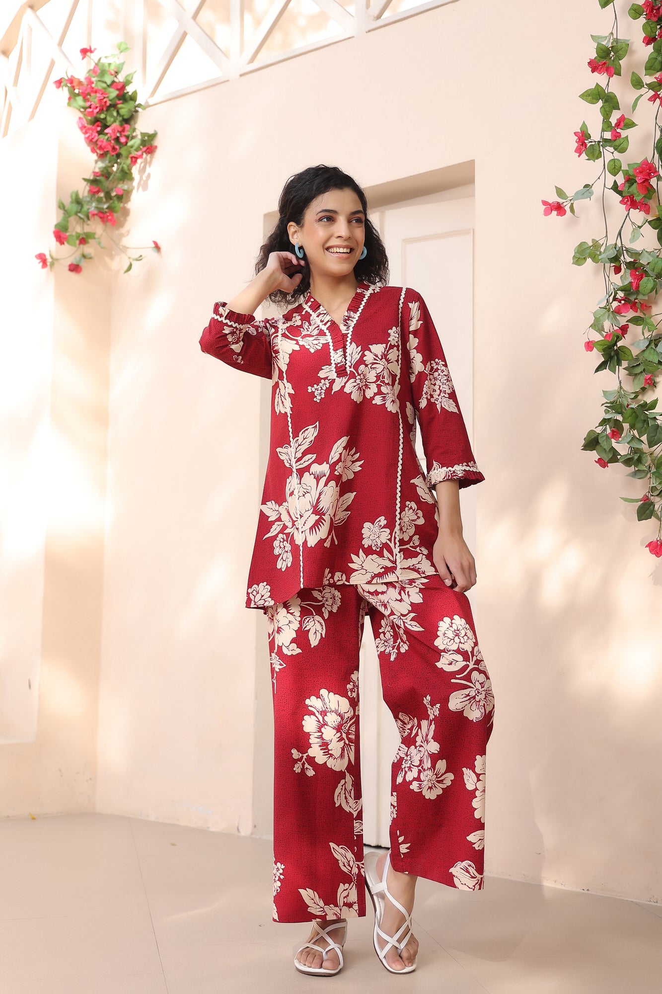 Kinetic Maroon Cotton Co-ord Set