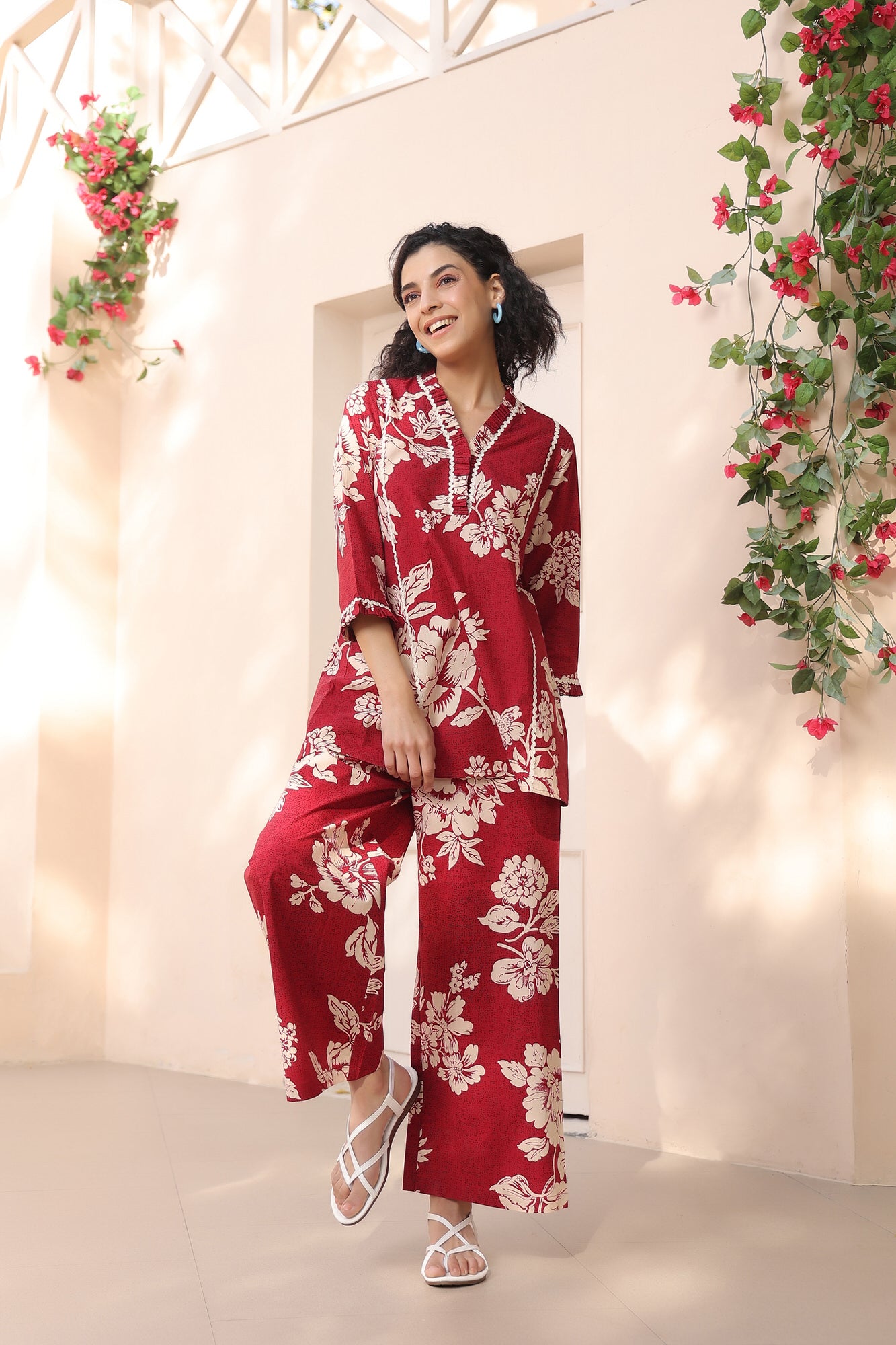Kinetic Maroon Cotton Co-ord Set