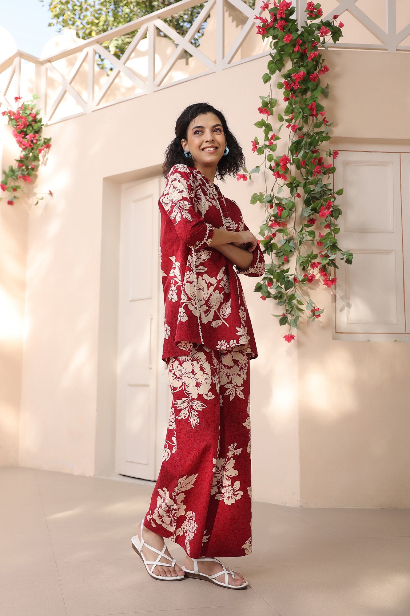 Kinetic Maroon Cotton Co-ord Set