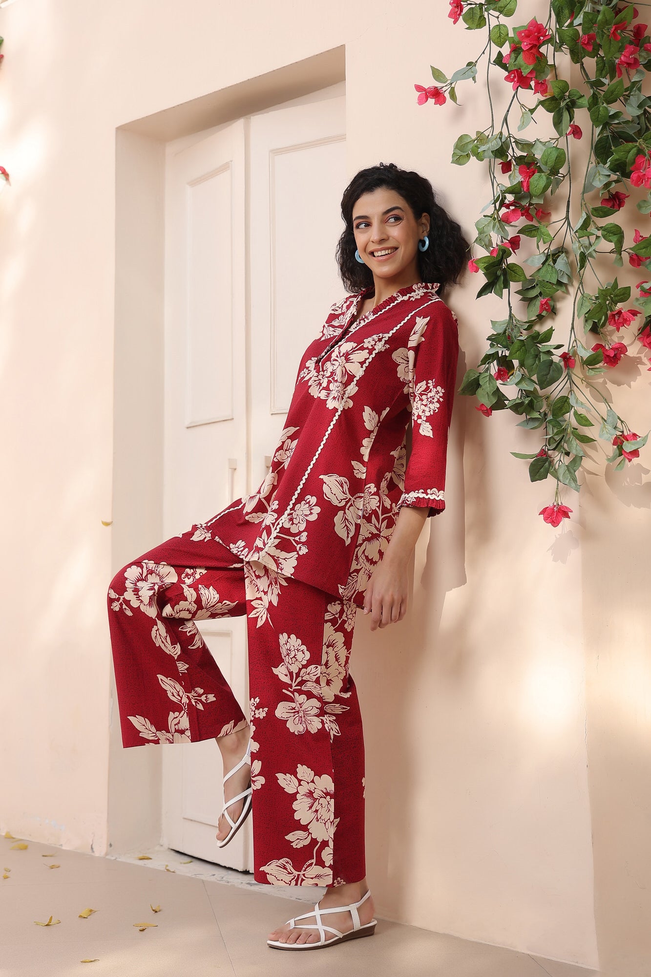 Kinetic Maroon Cotton Co-ord Set