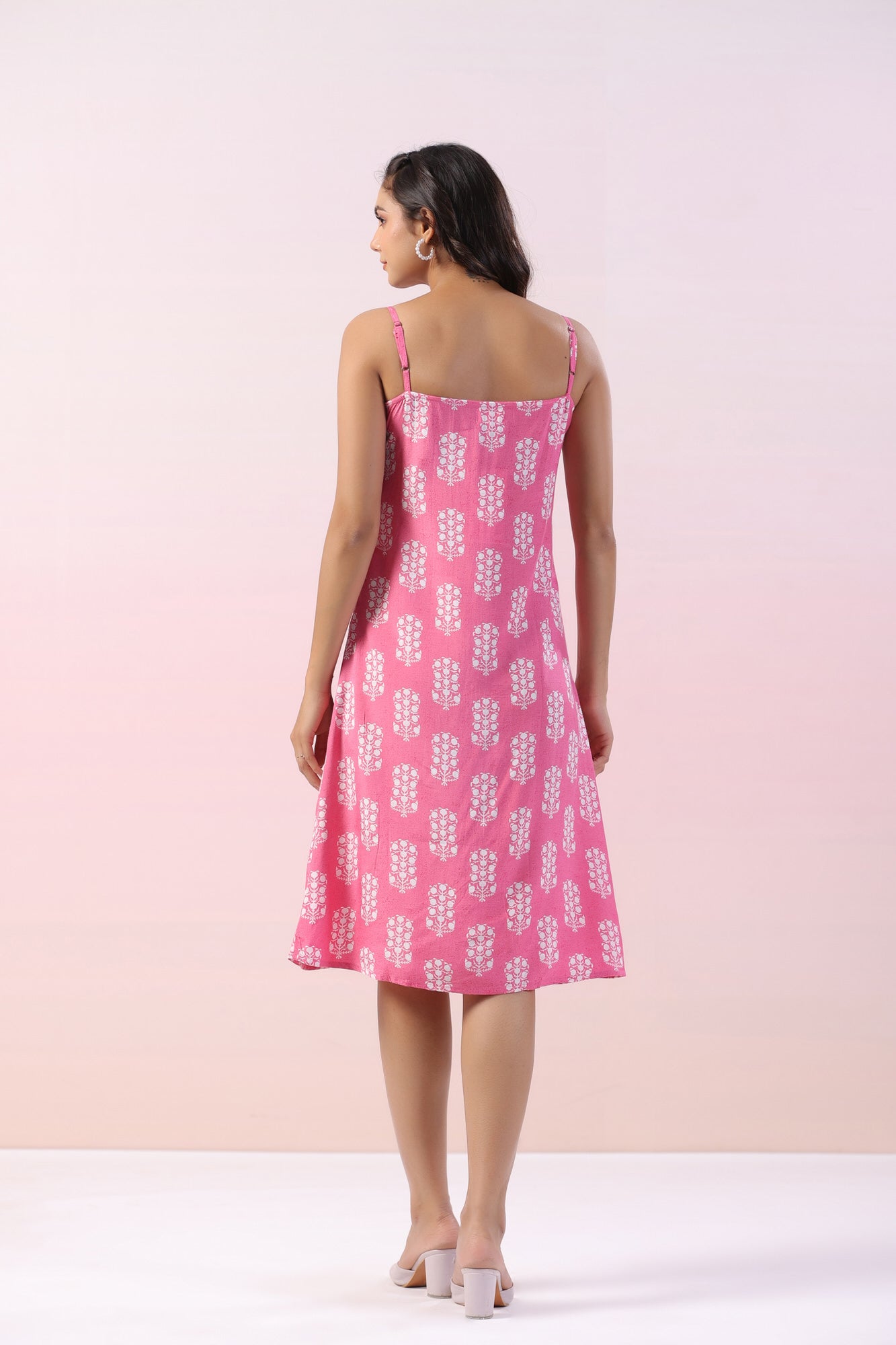 Freesia Pink Motif Russian Silk Dress