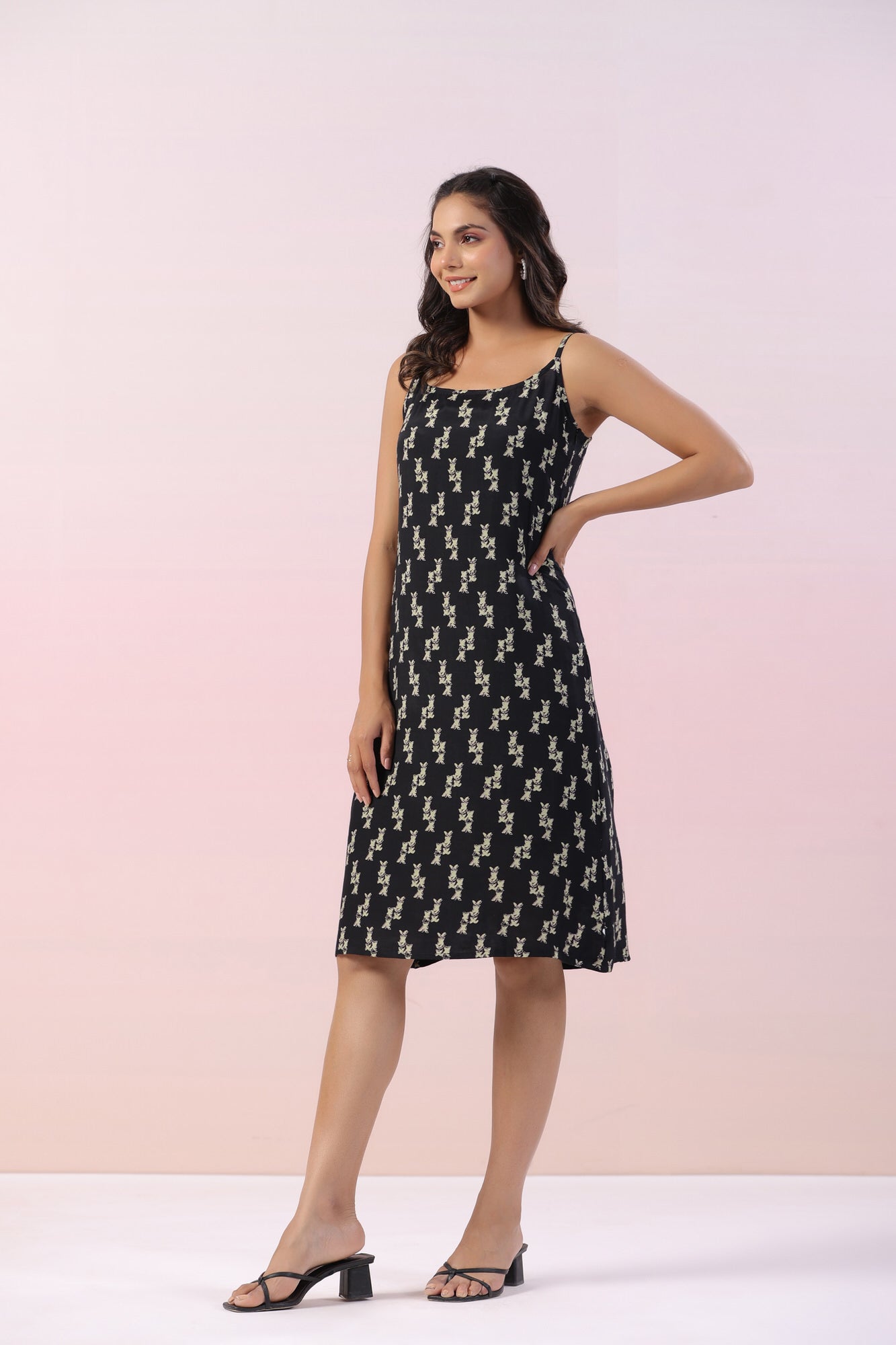 Dicentra Black Motif Russian Silk Dress