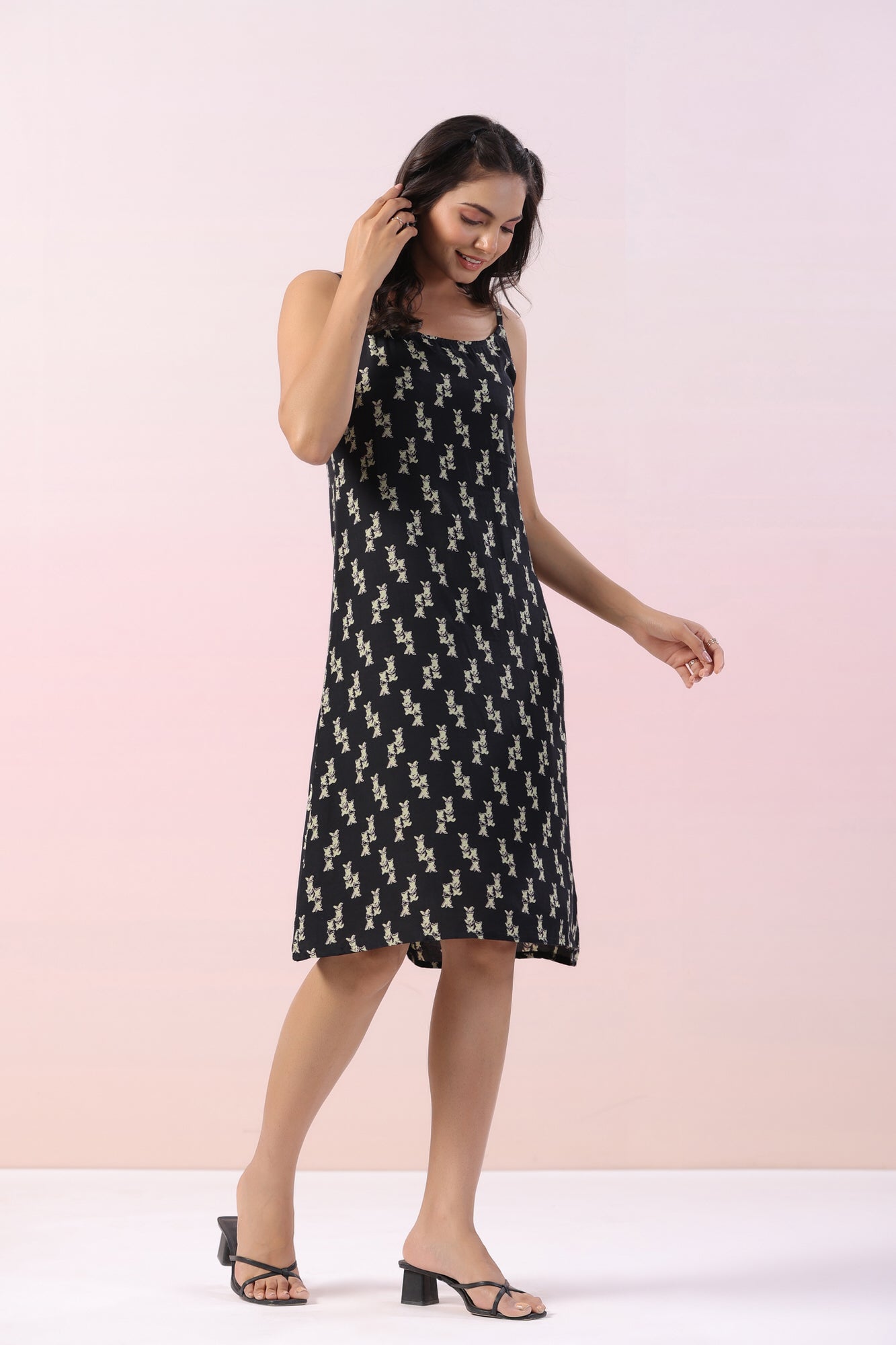 Dicentra Black Motif Russian Silk Dress
