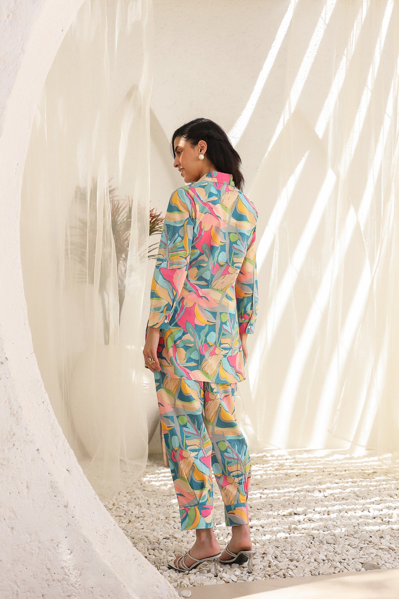 Coral & Sky Cotton Co-ord Set