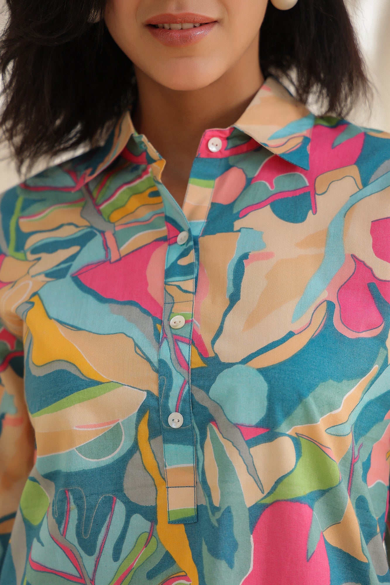 Coral & Sky Cotton Co-ord Set