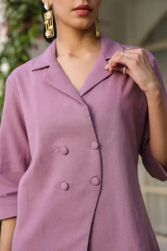 Mauve Bliss Blazer Cotton Flex Co-ord Set