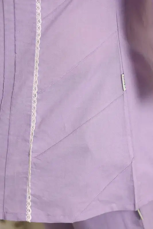Lavender Bliss with Lace Detailing Cotton Co-ord Set