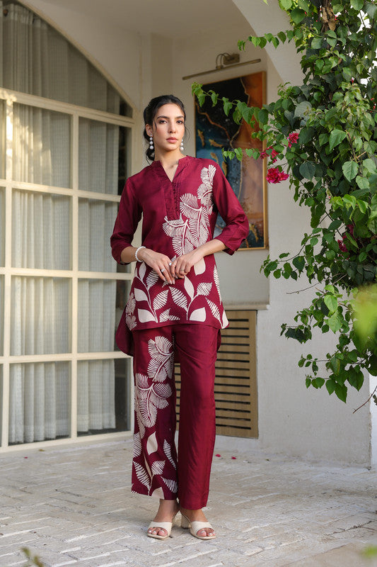 Wine Whimsy Russian Silk Co-ord Set