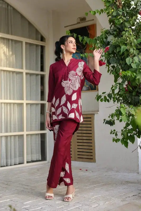 Wine Whimsy Russian Silk Co-ord Set