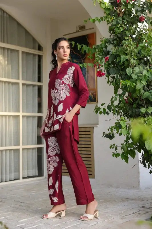 Wine Whimsy Russian Silk Co-ord Set