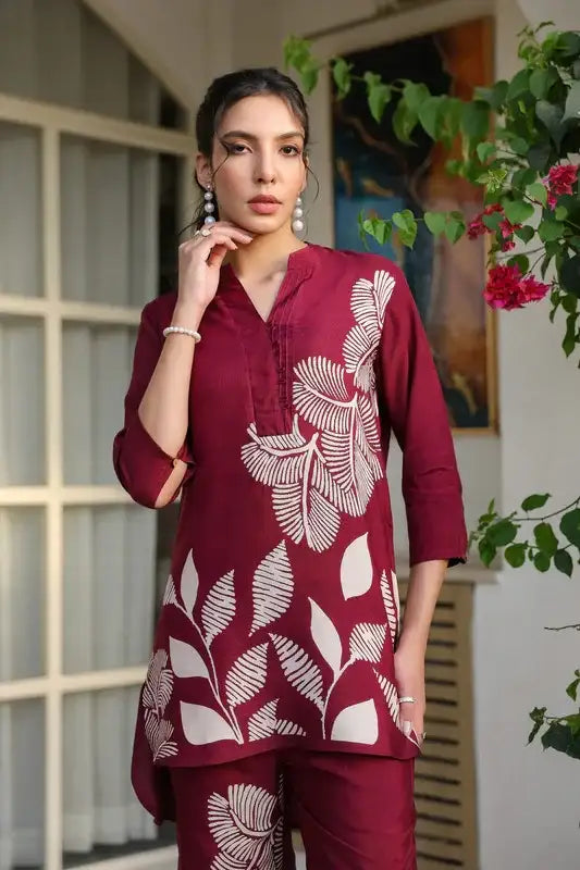 Wine Whimsy Russian Silk Co-ord Set