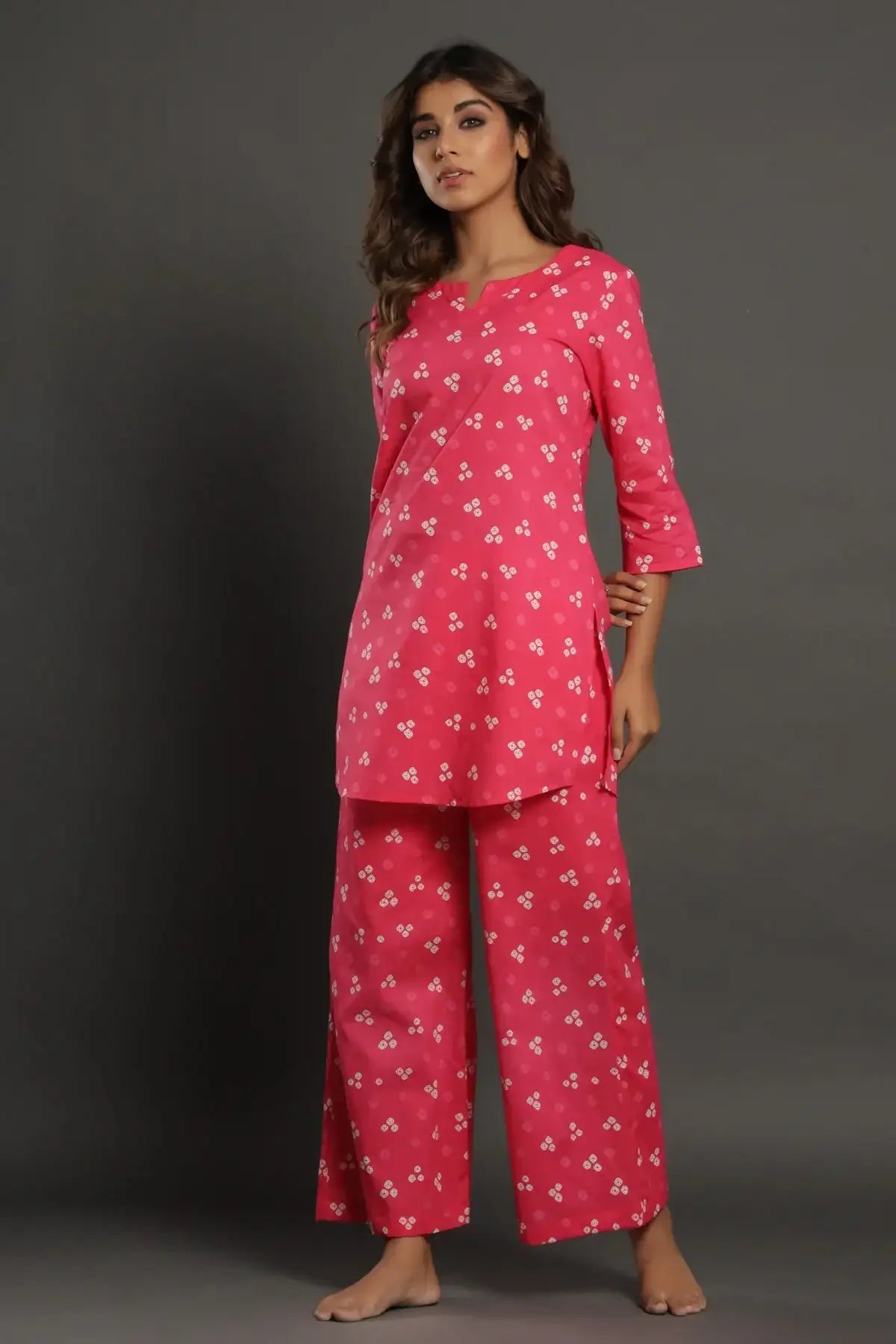 Pink Bliss Patterned Cotton Top Set