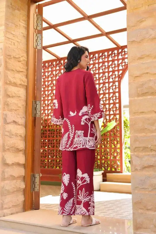 Scarlet Safari Russian Silk Co-ord Set