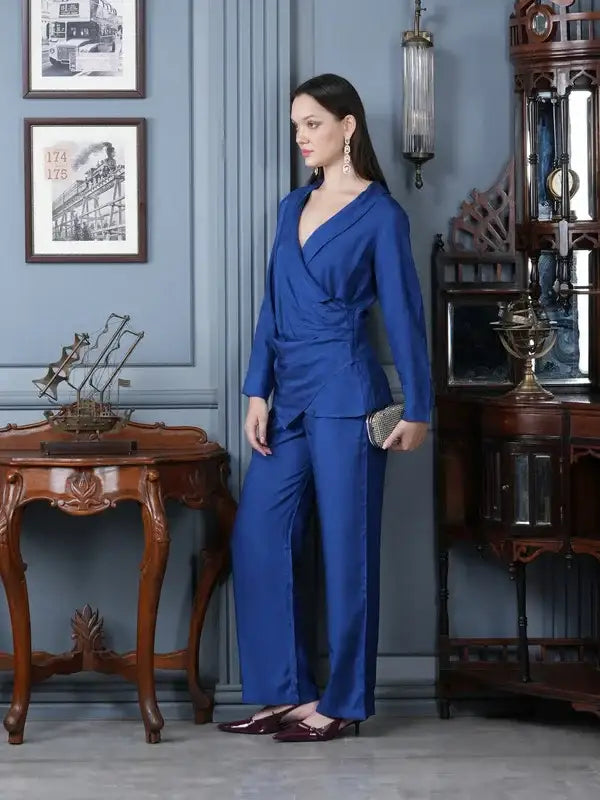 Cobalt Charm Russian Silk Co-ord Set