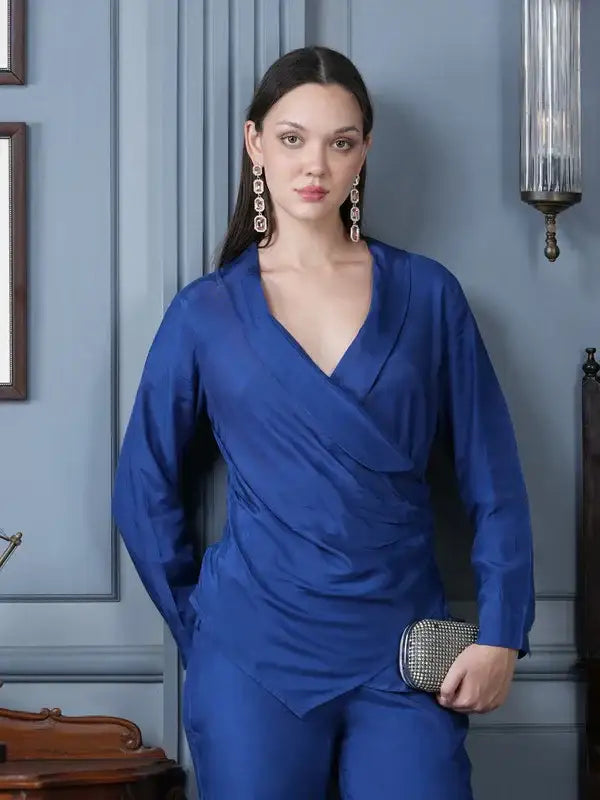Cobalt Charm Russian Silk Co-ord Set