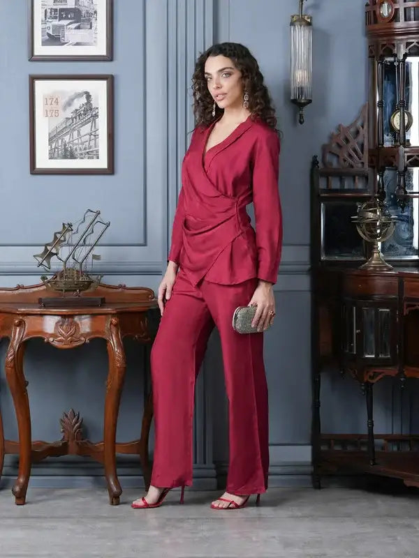 Cranberry Cosmo Russian Silk Co-ord Set