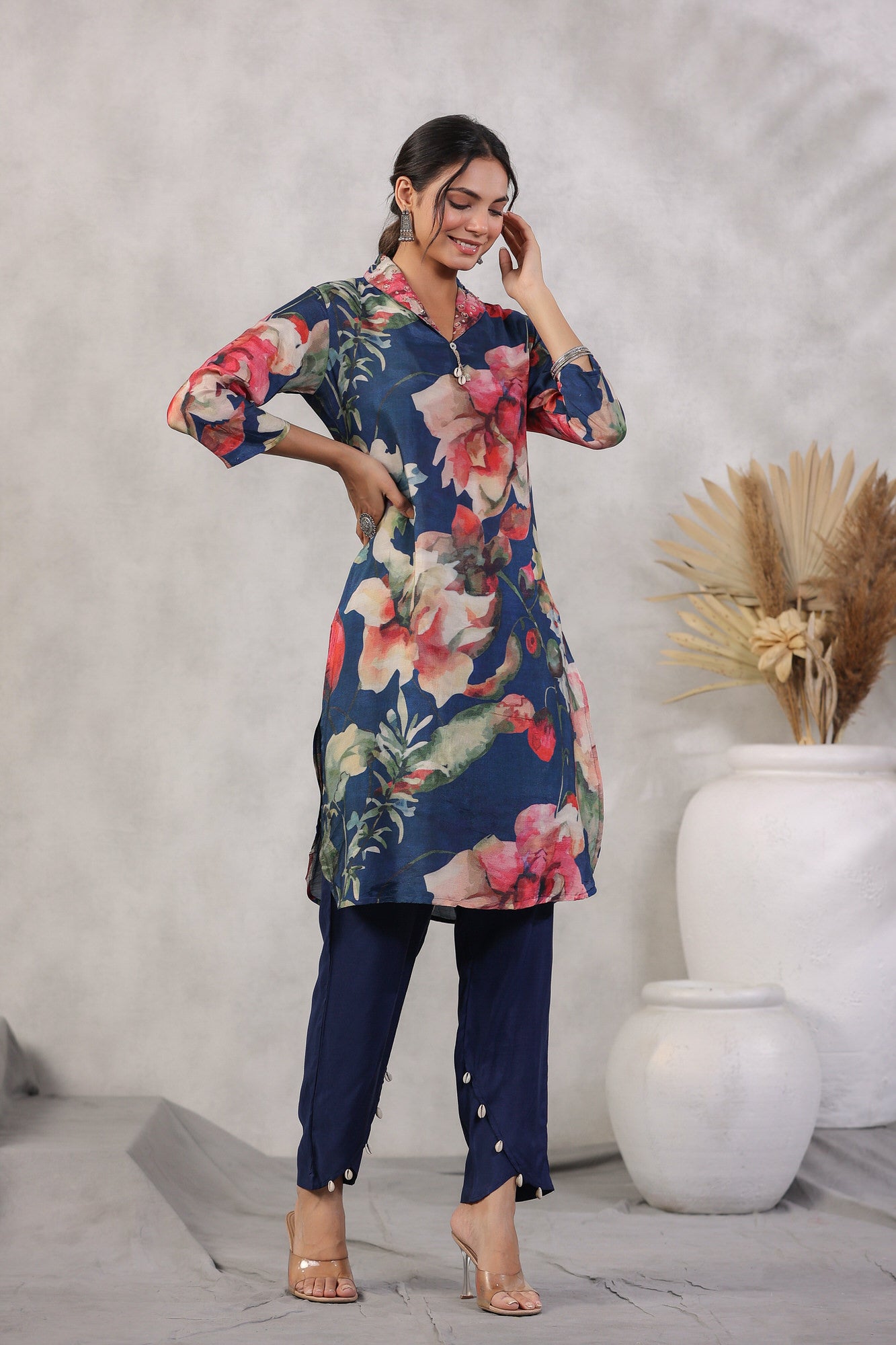 Blue Meadow Muslin Silk Co-ord Set