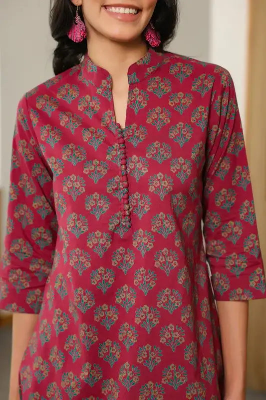 Aloha Mora on Maroon Cotton Co-ord Set