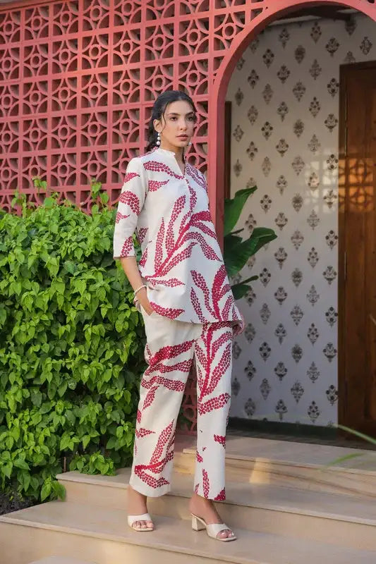 White Rouge Cotton Flex Co-ord Set