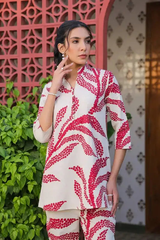 White Rouge Cotton Flex Co-ord Set