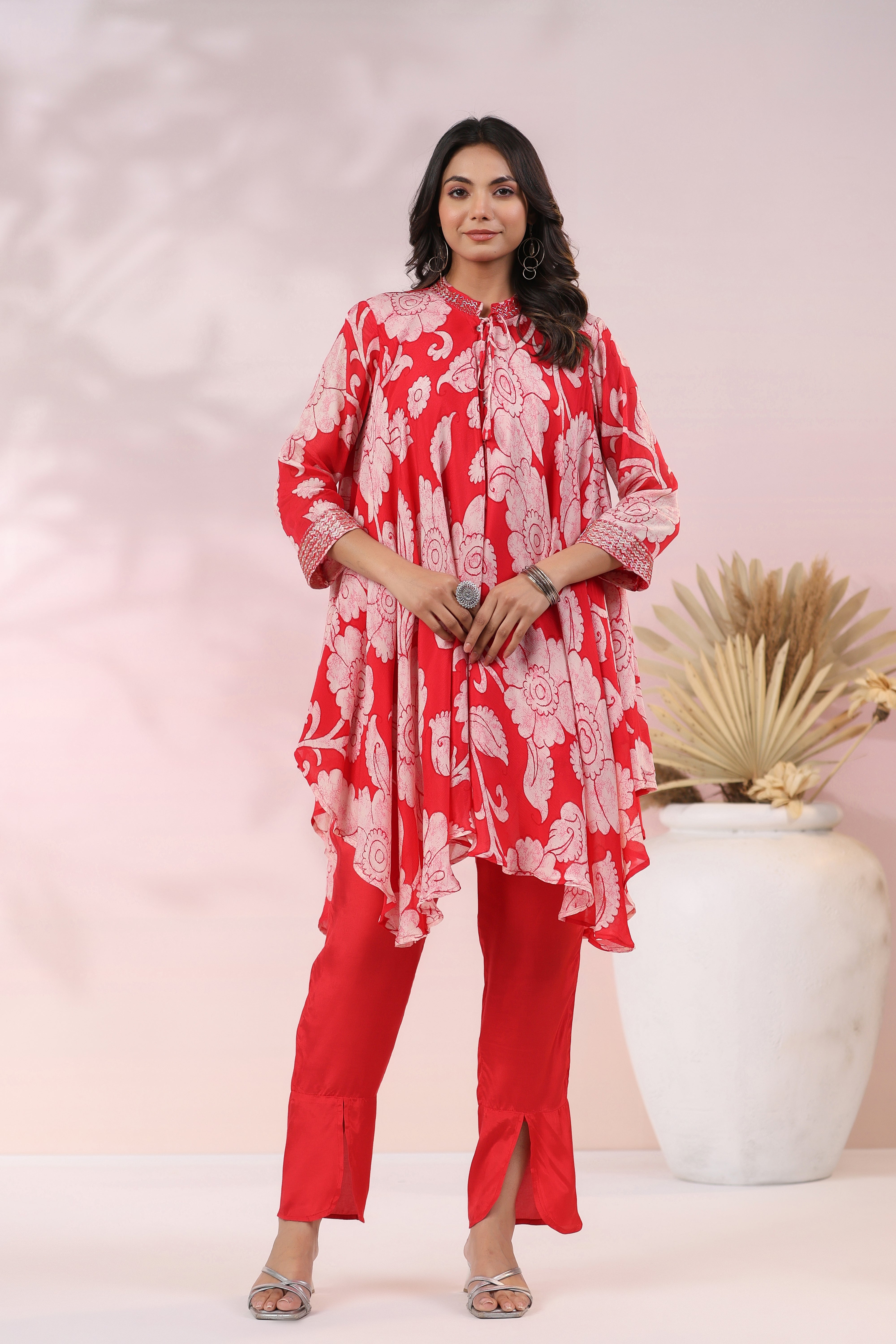 Merlot Floral Russian Silk Co-ord Set